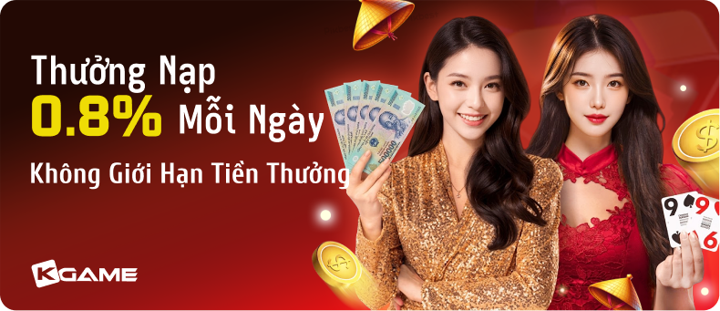 Thưởng nạp 0.8 phần trăm mỗi ngày tại KGAME